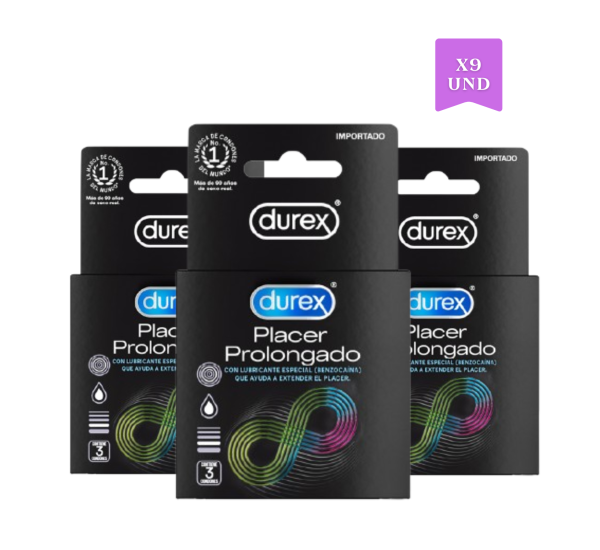 Combo Condones Durex Placer Prolongado x9